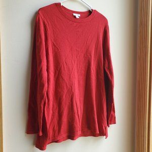 J. Jill Red Scoop Neck Thin Knit Jersey Size Medium